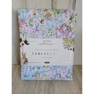 Little Cottage NEW 70in round spring floral bunny table cloth Easter rabbit